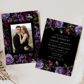 Moody Gothic Bloemen Foto Bruiloft Kaart