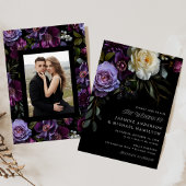 Moody Gothic Bloemen Foto Bruiloft Kaart