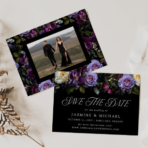 Moody Gothic Bloemen Foto Bruiloft Save The Date