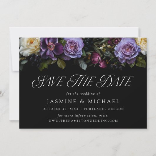 Moody Gothic Bloemen Foto Bruiloft Save The Date (Voorkant)