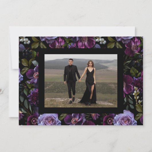 Moody Gothic Bloemen Foto Bruiloft Save The Date (Achterkant)