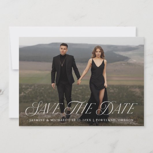 Moody Gothic Bloemen Foto Save The Date (Voorkant)