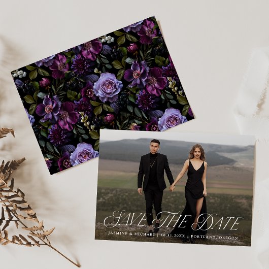 Moody Gothic Bloemen Foto Save The Date