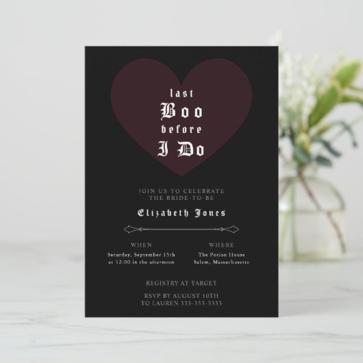 Moody Gothic Bridal Shower Invitation Kaart (Staand voorkant)