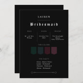 Moody Gothic Bridesmaid Proposal Invitation Kaart (Voorkant / Achterkant)