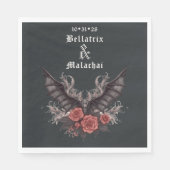 Moody Gothic Bruiloft Zwart Bat Servet (Voorkant)
