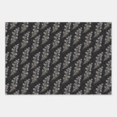 Moody Gothic Charcoal  Art Deco Bloemen Inpakpapier Vel (Voorkant)
