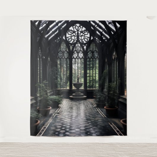 Moody Gothic Conservatory Room & Fontein XLarge Wandkleed (Voorkant)