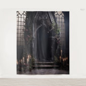Moody Gothic Dark Alter Bloemen & Groen XLarge Wandkleed (Voorkant)
