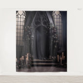 Moody Gothic Dark Alter Bourgogne Bloemen XLarge Wandkleed (Voorkant)
