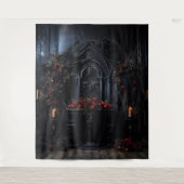 Moody Gothic Dark Alter met Rode Rozen XLarge Wandkleed (Voorkant)
