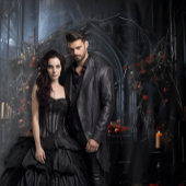 Moody Gothic Dark Alter met Rode Rozen XLarge Wandkleed