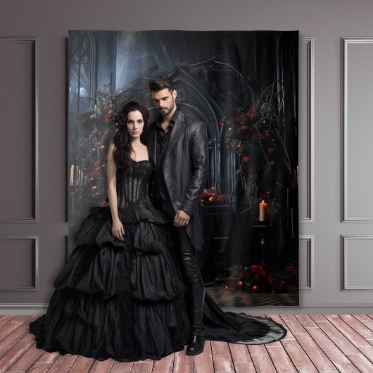 Moody Gothic Dark Alter met Rode Rozen XLarge Wandkleed