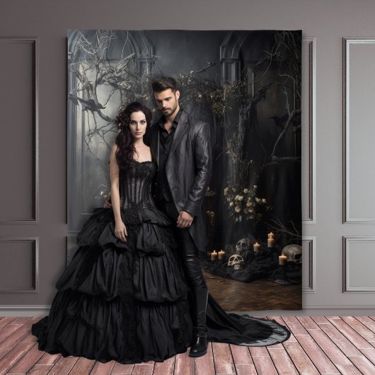 Moody Gothic Dark Alter met Schedels XLarge Wandkleed