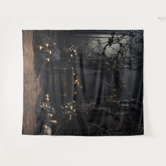 Moody Gothic Dark Alter met Schedels XLarge Wandkleed (Voorkant (horizontaal))