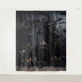 Moody Gothic Dark Alter Tafel & Kaarsen XLarge Wandkleed (Voorkant)