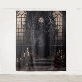 Moody Gothic Dark Arch Alter & Wijnbloemen XLarge Wandkleed (Voorkant)