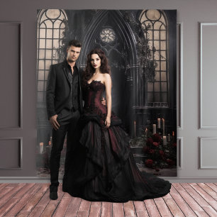Moody Gothic Dark Arch Alter & Wijnbloemen XLarge Wandkleed