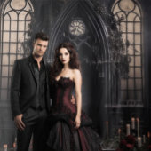 Moody Gothic Dark Arch Alter & Wijnbloemen XLarge Wandkleed