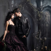 Moody Gothic Dark Arch met Kaarsen XLarge Wandkleed