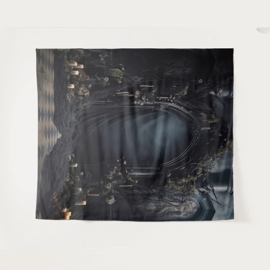 Moody Gothic Dark Arch met Kaarsen XLarge Wandkleed (Voorkant (horizontaal))