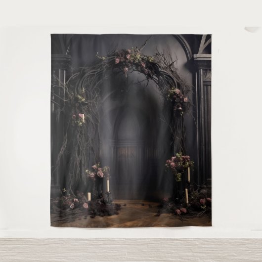 Moody Gothic Dark Arch & Roze Rozen XLarge Wandkleed (Voorkant)