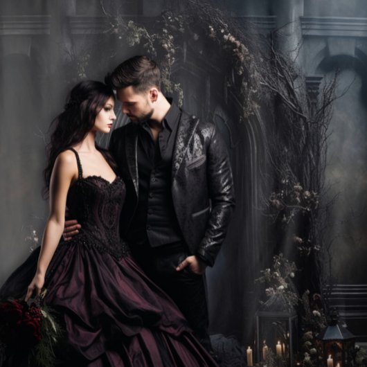 Moody Gothic Dark Arch & Roze Rozen XLarge Wandkleed