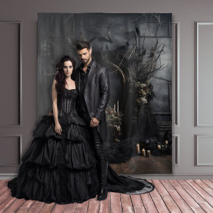 Moody Gothic Dark Arched Alter met Ravens XLarge Wandkleed