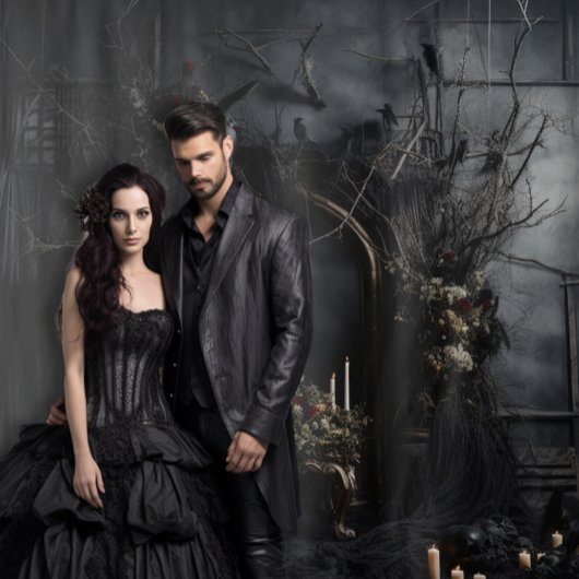 Moody Gothic Dark Arched Alter met Ravens XLarge Wandkleed