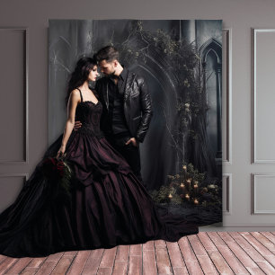 Moody Gothic Dark Candlelit Arch & Flowers XLarge Wandkleed