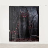 Moody Gothic Dark Room met Mauve Rozen XLarge Wandkleed (Voorkant)