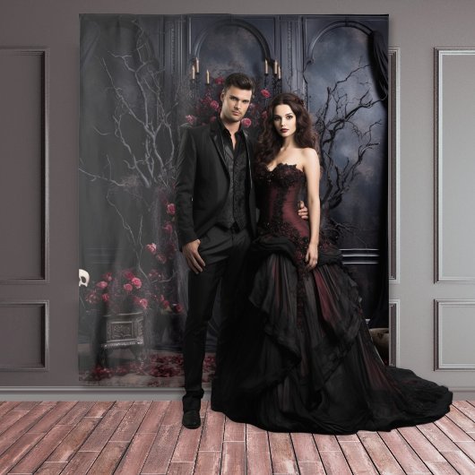 Moody Gothic Dark Room met Mauve Rozen XLarge Wandkleed