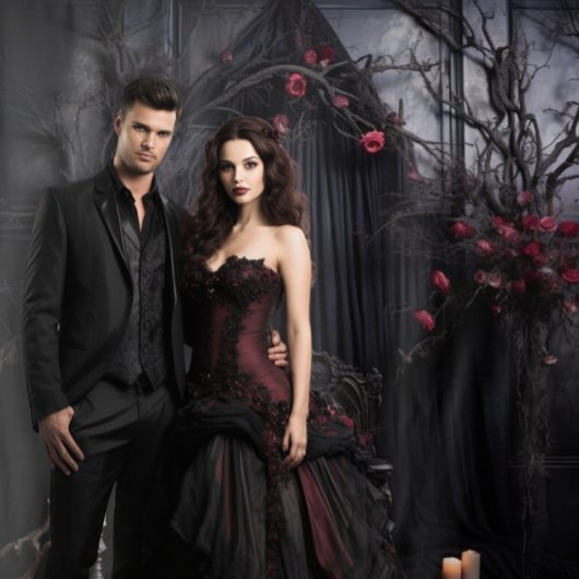 Moody Gothic Dark Veiled Arch & Chair XLarge Wandkleed