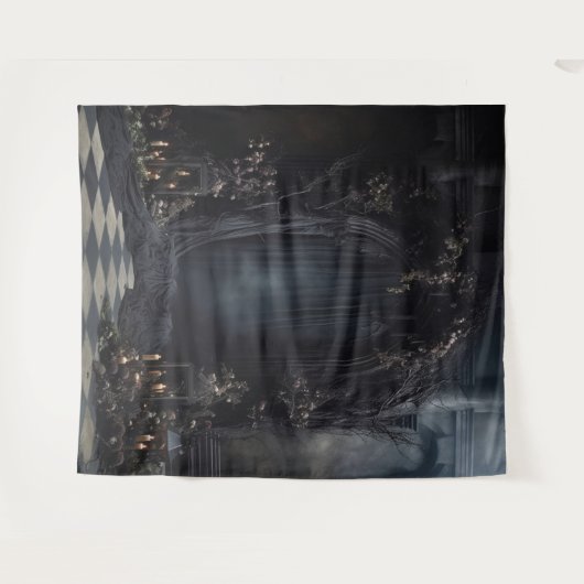 Moody Gothic Dark Veiled Arch & Lantaarns XLarge Wandkleed (Voorkant (horizontaal))