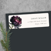 Moody Gothic Donker Paarse Zwarte Pioen Adres Etiket