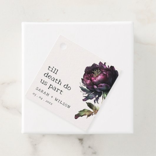 Moody Gothic Donker Paarse Zwarte Pioen Bruiloft Bedankjes Labels (In situ)