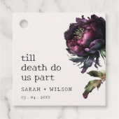 Moody Gothic Donker Paarse Zwarte Pioen Bruiloft Bedankjes Labels (Voorkant)