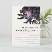 Moody Gothic Donker Paarse Zwarte Pioen Bruiloft Bedankkaart (Staand voorkant)