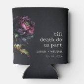 Moody Gothic Donker Paarse Zwarte Pioen Bruiloft Blikjeskoeler (Achterkant)