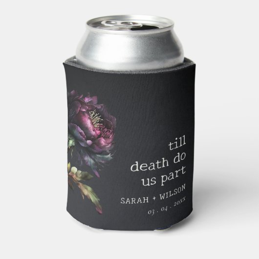 Moody Gothic Donker Paarse Zwarte Pioen Bruiloft Blikjeskoeler (Blikje Achterkant)