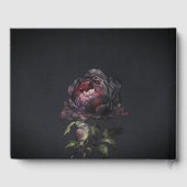 Moody Gothic Donker Paarse Zwarte Pioen Bruiloft Gastenboek (Achterkant)