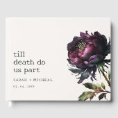 Moody Gothic Donker Paarse Zwarte Pioen Bruiloft Gastenboek (Voorkant)