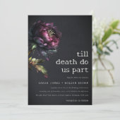 Moody Gothic Donker Paarse Zwarte Pioen Bruiloft Kaart (Staand voorkant)