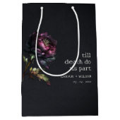 Moody Gothic Donker Paarse Zwarte Pioen Bruiloft Medium Cadeauzakje (Voorkant)