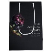 Moody Gothic Donker Paarse Zwarte Pioen Bruiloft Medium Cadeauzakje (Achterkant)