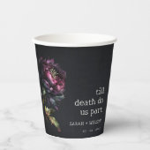 Moody Gothic Donker Paarse Zwarte Pioen Bruiloft Papieren Bekers (Voorkant)