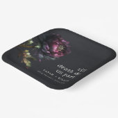 Moody Gothic Donker Paarse Zwarte Pioen Bruiloft Papieren Bordje (Gebogen)