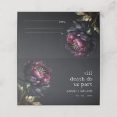 Moody Gothic Donker Paarse Zwarte Pioen Bruiloft Plaatskaartje (Buitenkant ongevouwen)