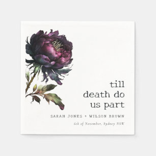 Moody Gothic Donker Paarse Zwarte Pioen Bruiloft Servet