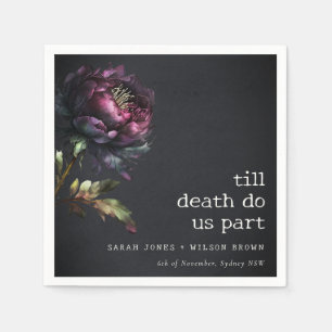 Moody Gothic Donker Paarse Zwarte Pioen Bruiloft Servet